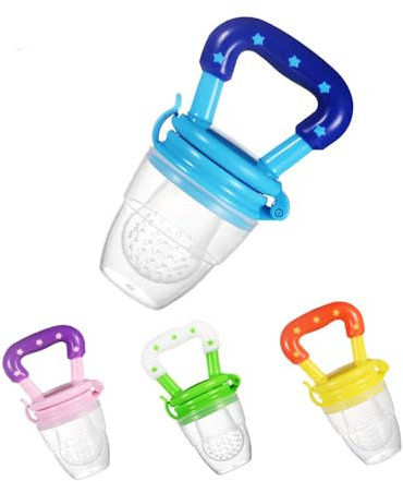 Fruit Baby Fruchtsauger Schnuller,4 Pack Baby Frischobst Schnuller Schätzchen Nibbler Beißring Schnuller für Obst Gemüse Brei S M L