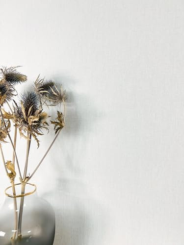 NEWROOM carta da parati Grigio Tinta Unita Tessuto non Tessuto - Moderno Grigio Chiaro Struttura Look in lino Tinta Unita