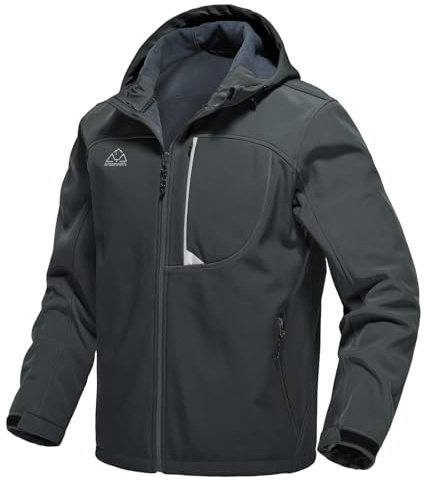 Rdruko Veste softshell imperméable pour homme - Veste fonctionnelle doublée en polaire - Veste d'hiver - Veste de randonnée - Veste d'extérieur - Coupe-vent - Veste d'hiver - Veste de loisirs, gris