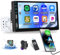 Single-Din Autoradio mit Wired Carplay & Android Auto, 7'' Touchscreen MP5-Player für Auto mit EQ Bluetooth WiFi GPS FM Radio Mirror Link SWC Farbige Hintergrundbeleuchtung AUX+Rückfahrkamera