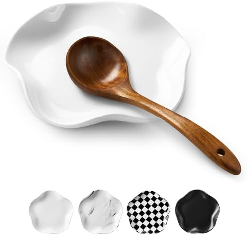 ABRUTY Spoon Rest for Stove Top, Ceramic Spoon Holder for Kitchen Counter, Modern Farmhouse Kitchen Decor Accessories for Spatula, Spoons or Tongs