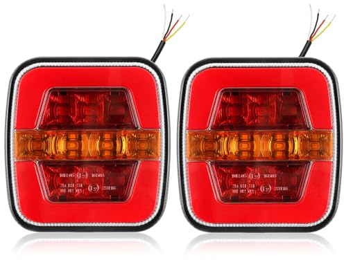 SPARKMOTO 2 x LED-släpvagnsljus, 12 V, 24 V, godkänd LED-släpvagnsbelysning, LED-bakljus för jordbrukstraktor, bakljus nedsänkbar släpvagn