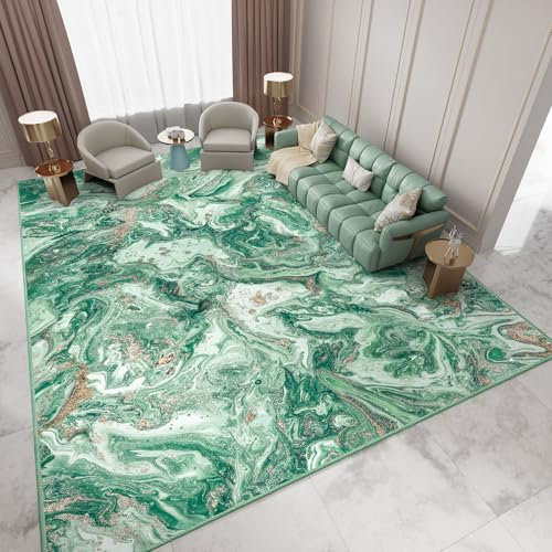IKALIFE Teppich Wohnzimmer Kurzflor Waschbar - Esszimmer Modern Groß Abstrakt Schlafzimmer Super Weich Rutschfest Flauschig 160x230 cm Grün