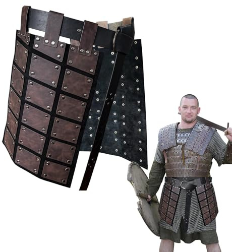 Mittelalterlich Oberschenkelschutz, Retro Medieval Double Sides Oberschenkel Schutz, Kunstleder Breiter Gürtel Oberschenkelpanzer, Realistische Mittelalterliche Cosplay Kostüm Für Partys - Dunkelbraun