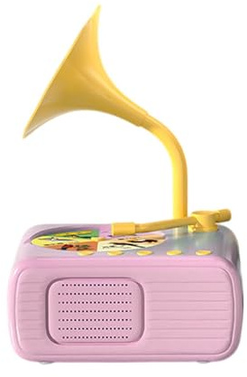 Folpus Gramophone pour enfants avec 96 cartes Jouet sensoriel Léger Montessori Multifonctionnel Phonographe éducatif pour enfants, Rose