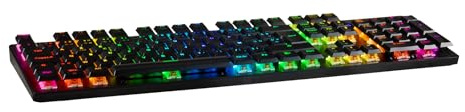 Onlan – CA-290 – Tastiera Gamer espansa – 105 tasti sottili Low Profile – Meccanica Switch Rosso – Anti ghosting Completo N-Key Rollover– Retroilluminazione RGB – Cavo USB intrecciato