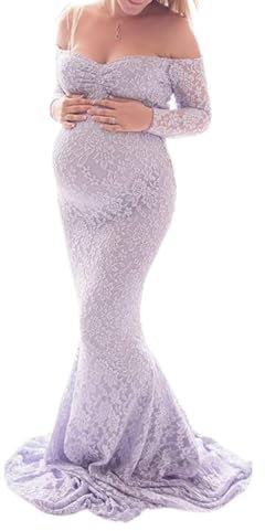 Vestido de premamá para fotografía Manga Larga Encaje Vestido Largo de Maternidad Embarazo para sesión de Fotos Boda Fiesta Elegant Vestidos de Noche Moda Vestido Vestidos de Novia