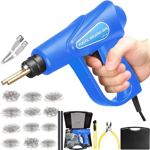 160W Saldatore per Plastica Kit di Riparazione Paraurti con 800 Pezzi 6 Tipi Caldo Cucitrice, Saldatrice per Plastic Riparazion Graffette Saldatura Plastics per Autoparaurti/Auto Ricambi (Blu)