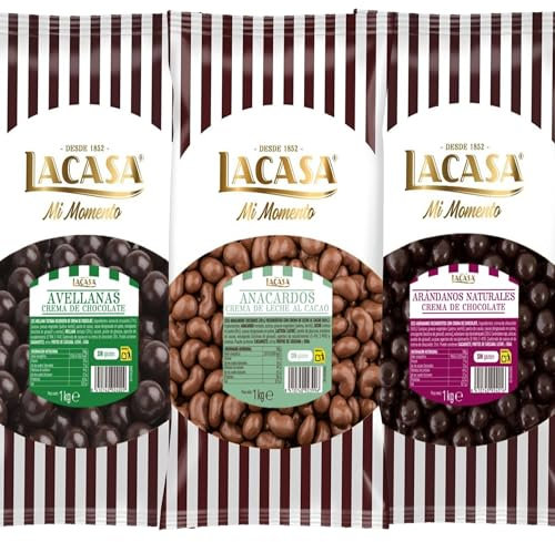 Lacasa Mi Momento pack 3kg bolas:Anacardo leche,Avellana con chocolate Negro,Arándanos con chocolate Negro