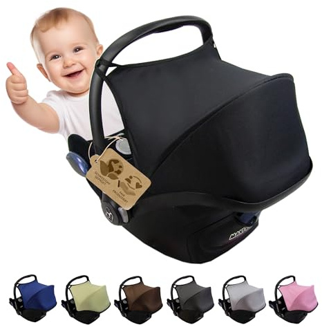 Capota parasol compatible con Maxi Cosi Cabrio Fix (negro) | Para portabebés, protección solar, protección UV 50+, duradero y resistente, incluye almohadilla para cinturón de seguridad