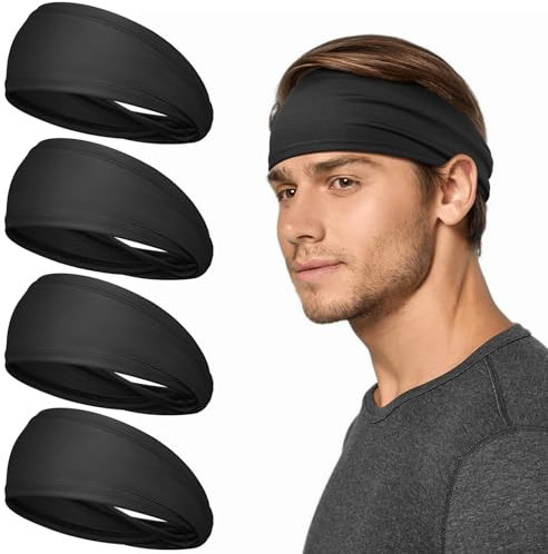 Tumurup Cinta Pelo Deporte, 4 Pcs Cinta Pelo Hombre Diadema Hombre Antiscivolo Elástico Headband Accesorios Running Deporte