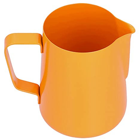 600ml Stainless Steel Frothing Pitcher, sturdy Milk Coffee Frothing Jug with Pointed Spout, Easy to, for Home Latte Art and Coffee Supplies (Orange)