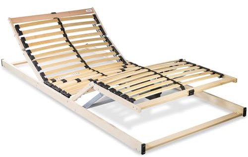 RehaSleep Komfort Lattenrost elektrisch verstellbar 90x200 – 28 Birkenholzleisten für erholsamen Schlaf – 100 Nächte Probeschlafen – Lattenrost elektrisch Made in Germany