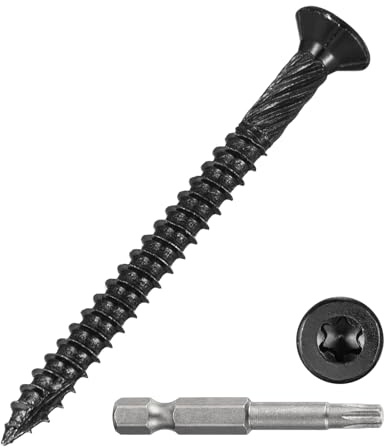 METALLIXITY 100Pcs #10x2-1/4 Deck Screws Kit Wood Screw CS Black | Decking Screws Epoxy Coated with T25 Torx Drive Head for Wood Fence,Table,Chairs