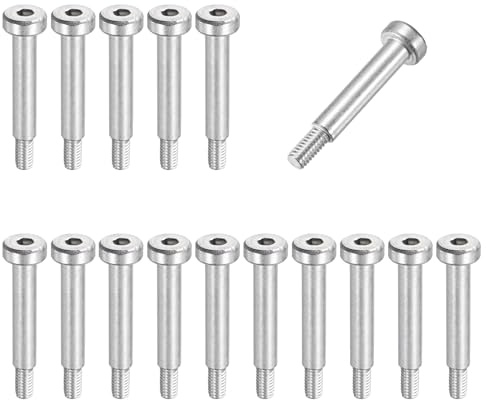 sourcing map 16 bulloni a spalla in acciaio inossidabile 304 5 mm diametro spalla 25 mm lunghezza spalla M4 x 0,7 filettatura esagonale bulloni a spalla per industrie di macchine per stampaggio a