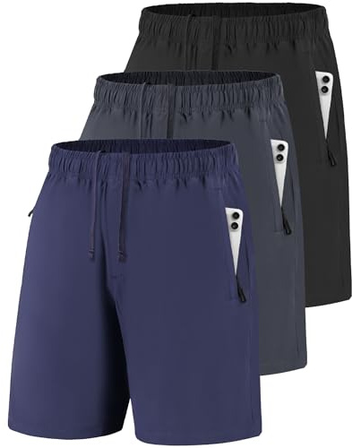 JOVCOVL Men’s Running Shorts 7 Inch, Quick Dry Gym Shorts, Zipper Pockets | 3/5 pack sports shorts with lightweight breathable fabric, offering comfort for workouts, training and daily activities.