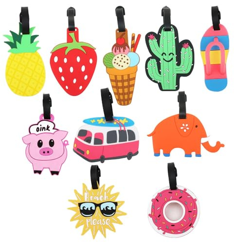 XFSRG 10 Pezzi Etichette Valigia Viaggio Aereo Etichetta per Viaggio Bagaglio in PVC con Nome Indirizzo Tel per Bambini Donne Bambine Uomini