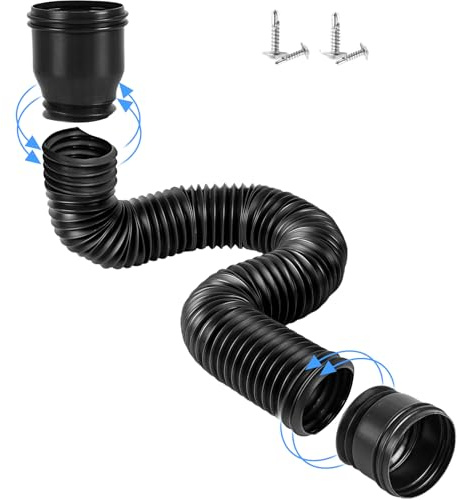 Rain Gutter Downspout Extension, Expandable Guttering Drain Pipe, 150cm Flexible Rainwater Downspout Extender, Guttering Pipes and Fittings for Lawns, Gardens, Yards, Cement Floors