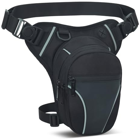 IHIGOGOFA Bolsa de Pierna Moto Hombre Mujer Táctica Impermeable Multifunciónal Riñonera de Pierna Deportiva Bolsa Pierna Moto para Ciclismo Pesca Camping Senderismo (Negro#1)
