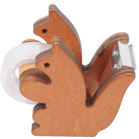 Generico Distributore di Nastro Adesivo da Scrivania Piccolo in Legno a Forma di Scoiattolo, Dispenser Portatile per Ufficio e Scuola, Utensile per Taglio del Nastro Adesivo Design