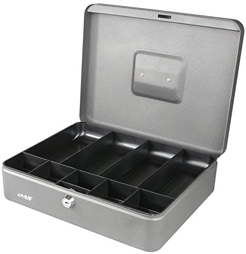 HMF 10019-09 Cash Box Note, Coin Compartments 30 x 24 x 9 cm, silver