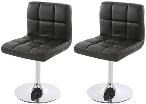Mendler 2er-Set Esszimmerstuhl Kavala Kunstleder Chrom - schwarz | Drehstuhl, Stuhl