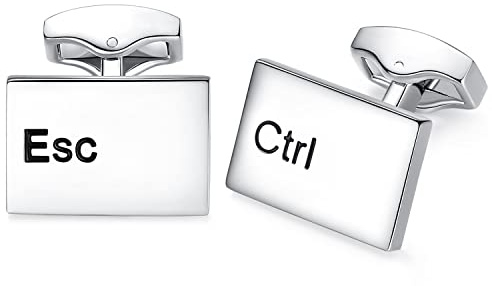 HONEY BEAR ESC & Ctrl Manschettenknöpfe für Herren Shirt, Edelstahl, Hochzeit Geschenk (Silber)