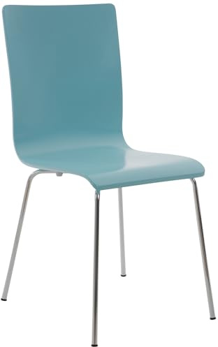 CLP Besucherstuhl Pepe I Ergonomisch Geformter Lehnstuhl Mit Holzsitz I Stabiles Metallgestell I Komfort Und Stil Mit Robuster Konstruktion | Farbe hellblau