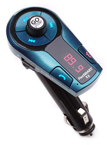 GOgroove FlexSMART X2 Kit transmetteur FM Bluetooth pour voiture avec appels mains libres, chargement USB d'appareils non Bluetooth, contrôle de la musique, entrée/sortie auxiliaire, lecture audio MP3