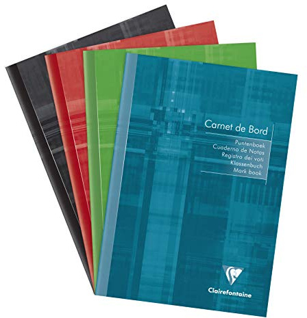 Clairefontaine 3689C Un Cahier de Bord Agrafé - A5 14,8x21 cm - 40 Pages avec Marges Détachables - Papier Registre Vert 110 g - Couverture Carte Pelliculée - Couleur Aléatoire