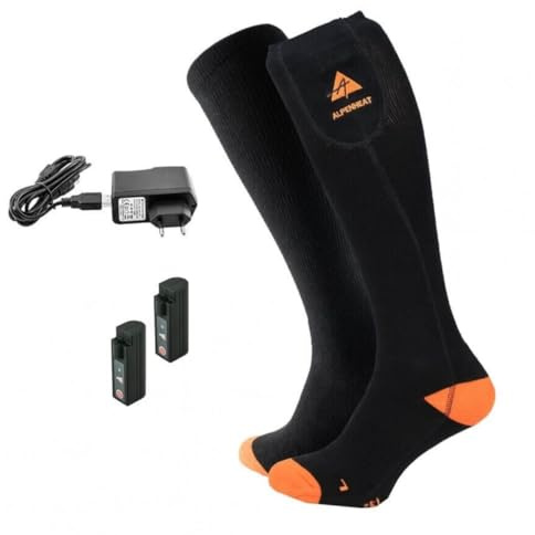 ALPENHEAT Beheizte Socken Fire, Schwarz/Orange, 42-45, AJ26-L