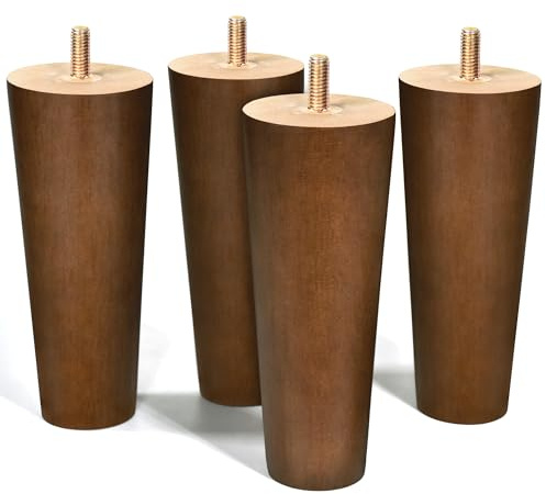 AORYVIC Furniture Legs Wood Sofa Legs Walnut Color Couch Replacement Legs for Cabinet Vanity Couch Chair Dresser Pack of 4 (6 inch)