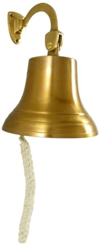 Schiffsglocke, Wandglocke aus Altmessing mit Bändsel 14 cm