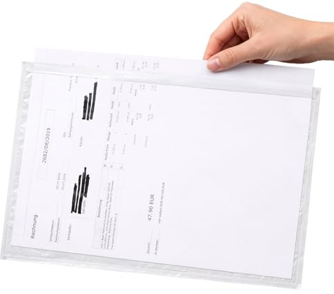 Netuno 1000 Lieferscheintaschen selbstklebend transparent DIN C4 32,5x26 cm | große A4 Lieferscheinhüllen & Begleitpapiertaschen für Lieferscheine