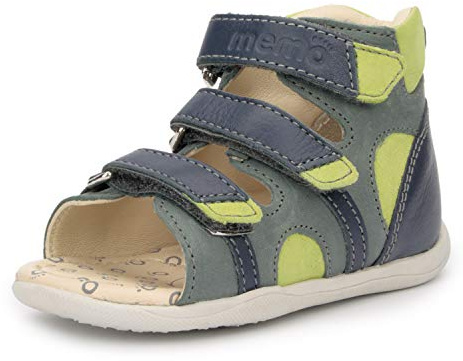 Memo Diego First Walking Orthopedic Ankle Support Natural Leather Sandal, Green, 5.5 M US Toddler (21 EU)