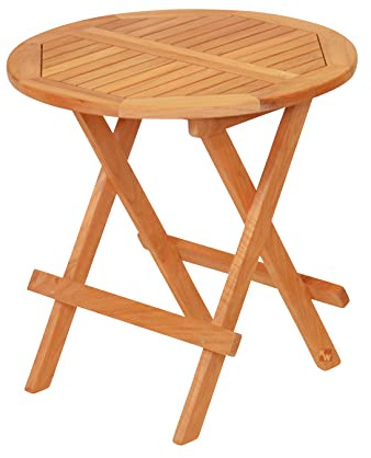 Kai Wiechmann Teak Beistelltisch rund 50 cm klappbar handlich wetterfest