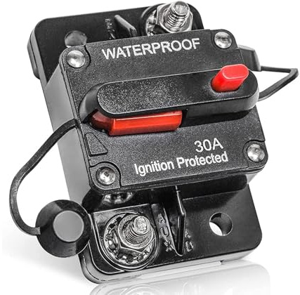 RED WOLF 30A Schutzschalter Sicherungshalter mit Manueller Reset für Kfz Boot Marine LKW Autoradio 30 Ampere Leistungsschalter 12-48V DC Sicherungsautomat Circuit Breaker
