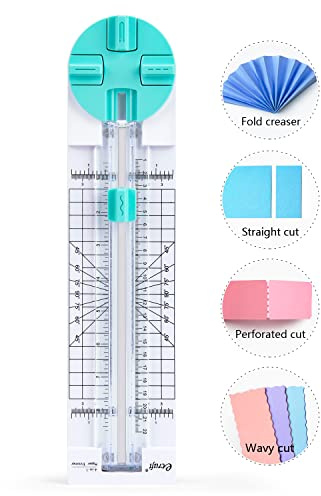 ecraft Papierschneider, Bastelpapierschneider: 4 Stile, multifunktionales Scrapbooking-Werkzeug mit geraden Zifferblattklingen von geraden, gewellten, gepunkteten, perforierten Schneiden, Papier,