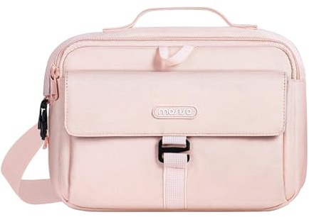 MOSISO Kameraväska DSLR/SLR/spegelfri fotografi messengerväska kompakt crossbody vadderad axelväska med regnskydd kompatibel med Canon/Nikon/Sony-linser, rosa