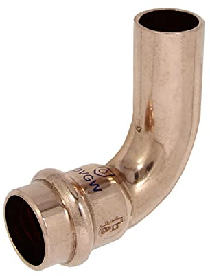 Bogen 90 Grad I/A 22 mm aus Kupfer | Fittings mit Pressanschluss, Kupferfittings, V-Kontur, B-Press, Muffe Einsteckende.