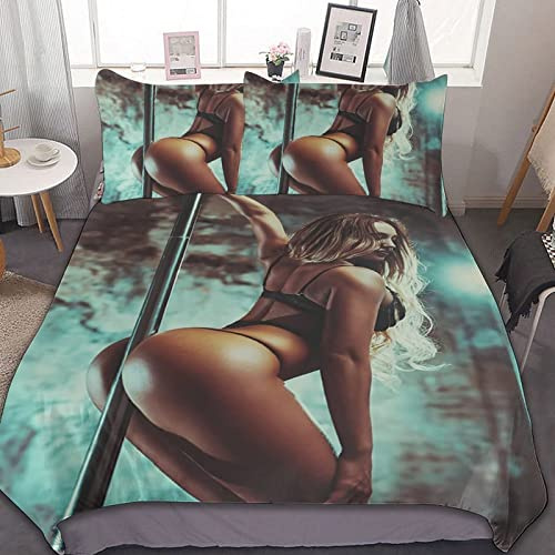 YZSQC Bettbezug-Set,Sexy Schönheit Bedruckt Bettbezug Mit 2 Kissenbezügen,Mikrofaser Mit Reißverschluss Bettbezug Kinder Bettwäsche Set(135 X 200 cm)