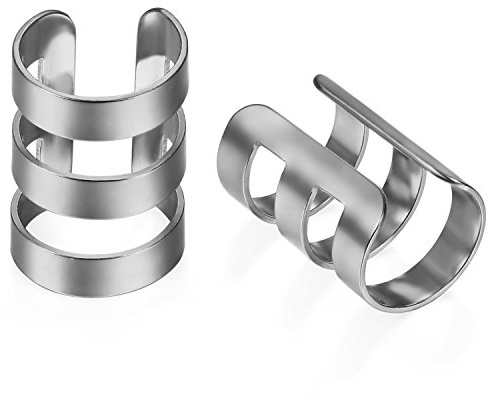JewelryWe Par icke-piercing öronklämmor örhängen, rostfritt stål öronklämma polerade kvinnor män öronklämmor öronmuff falsk piercing utan hål, Rostfritt stål