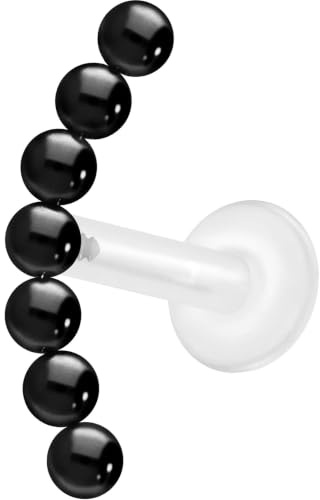 PIERCINGLINE PTFE Labret mit Innengewinde Titan Aufsatz 7 KUGELN Piercing Lippe Nase Ohr Helix Tragus Medusa Farb & Größenauswahl