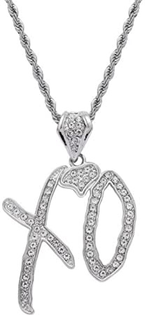 MAYIYAHO Hip Hop Ice Out Zirkon Brief Xo Anhänger Halskette für Männer Frauen Rock Rap Party Schmuck
