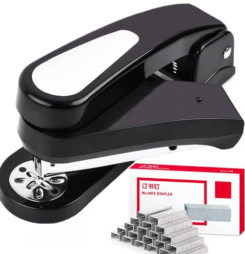 XUBX Svänghäftare, 360° roterbar Häftapparat, Swivel Stapler,20 ark kapacitet, med 1000 stycken häftklamrar använder 24/6 mm häftklammer, Vrid häftapparat, Häftapparater (Svart)