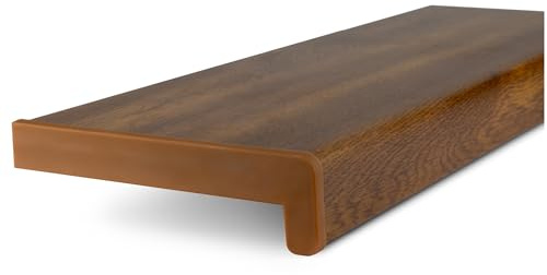 TJ davanzale interno oro di quercia 15 x 140 cm/davanzale in plastica con chiusura laterale/davanzali per finestre/davanzali interni su misura PVC/davanzale per finestra