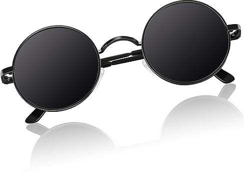 Sonnenbrille Herren Polarisiert Retro Rund 70er Kleine Größe Hippie Brille Damen 100% UV-Schutz Cat 3 CE