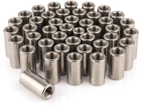PROTECH 100er Gewindemuffen M6 x 20mm Edelstahl V2A | Rundmuffen Distanzmuffe | Verbindungsmutter Langmutter Rund für Gewindestangen, Innengewinde, Rostfrei