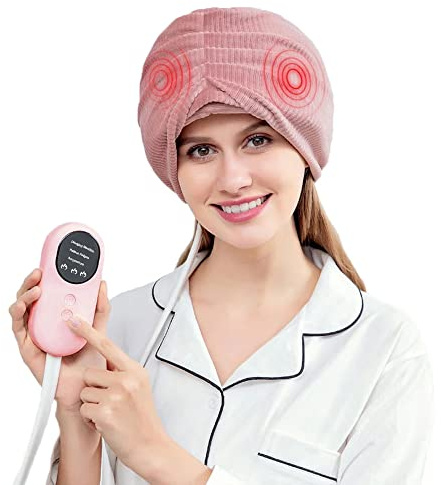 Casque de massage électrique, casque de massage électrique du cuir chevelu, casque de massage avec chaleur, pétrissage, compression d'air, un chapeau contre les maux de tête utilisé pour les migraines