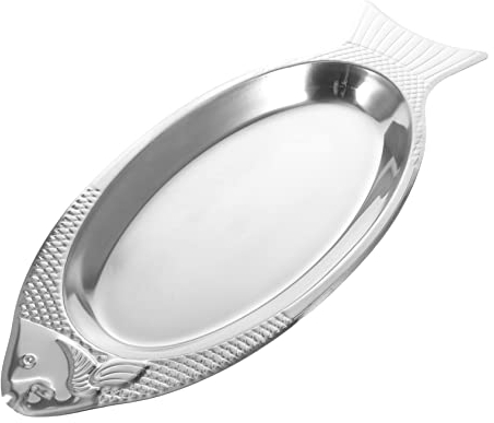 Cabilock Vassoio 1 pezzo per pesce sushi e pizza, in metallo, piatto per pesce ovale, piatto per pesce al vapore, piatto per feste